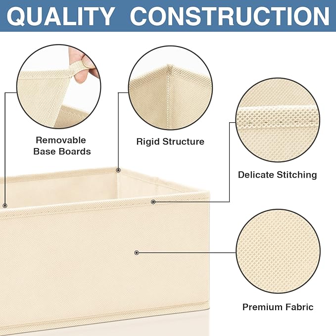 Criusia Drawer Organizer Clothes, 24 Pack Dresser Organizer Bins for Nursery Bedroom, Closet Organization and Storage Dividers for Clothing, Baby Clothes, Underwears, Socks (Beige) - Image 5