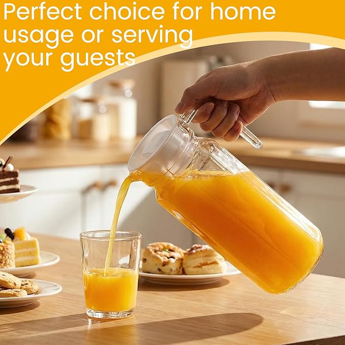 Didaey 4 Pcs Acrylic Water Pitcher with Lid, Spout Handle Clear Plastic Pitcher Heat Resistant Carafe Unbreakable Beverage Container Fridge Jug for Juice Ice Tea Sangria Lemonade (37 oz,Star Anise)