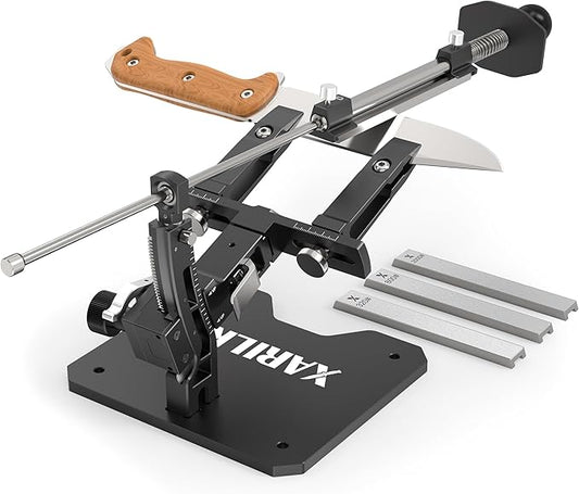 GEN3 Guided Knife Sharpening System, Aluminium | Professional knife sharpener, Knife Sharpening Kit W / 3 Al Plates Diamond (320#, 800#, 2000#) for For Hunting & Kitchen Knives by XARILK_OFFICIAL
