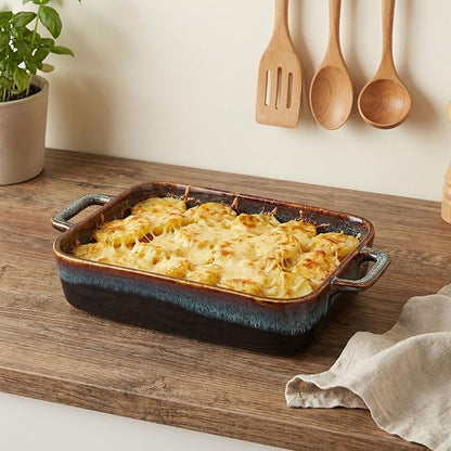 8" x 6" Porcelain Rectangular Casserole Dishes, 2 pieces Baking Dish for Oven, 1 QT Ceramic Lasagna Pans, Oven Safe Bakeware for Kitchen Cooking, Cake, Banquet and Dinner