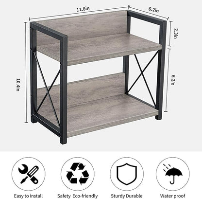 Giikin Countertop Shelf Organizer, 2 Tier Kitchen Spice Rack for Countertop, Wood Coffee Counter Shelf for Home, Particle Board and Metal, Grey, Small - Image 7