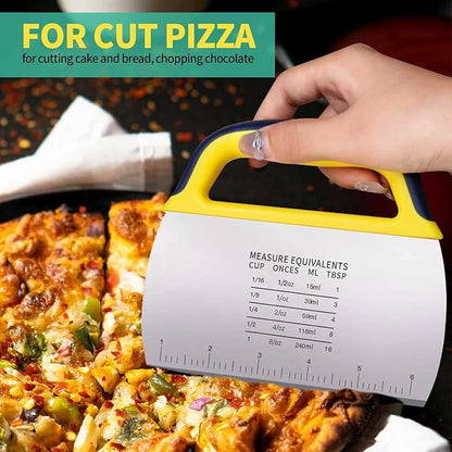 YGDZ Dough Scraper 2 PCS, Stainless Steel Bench Scraper With Grip, Plastic Dough Cutter with Measuring Scale, Multipurpose Pizza Cutter, Pastry Scraper, Bread Scraper for Baking, Dough, Cake - Image 5