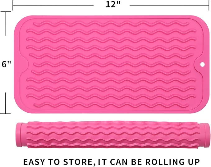 MicoYang Silicone Dish Drying Mat for Multiple Usage,Easy clean,Eco-friendly,Heat-resistant Silicone Mat for Kitchen Counter or Sink,Refrigerator or Drawer Liner Rose S 12 inches x 6 inches - Image 2