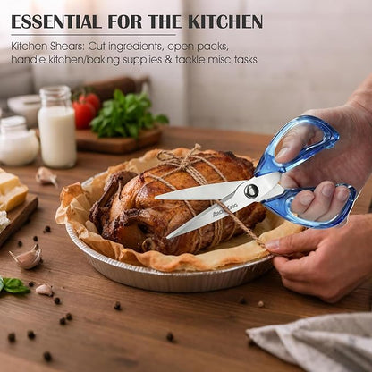 8.0inch Kitchen Shears, Sharp Stainless Steel Meat & Poultry Scissors, Transparent Blue Acrylic Handle, All Purpose Utility Cooking Scissors for Kitchen/BBQ/Home/Office - Image 8
