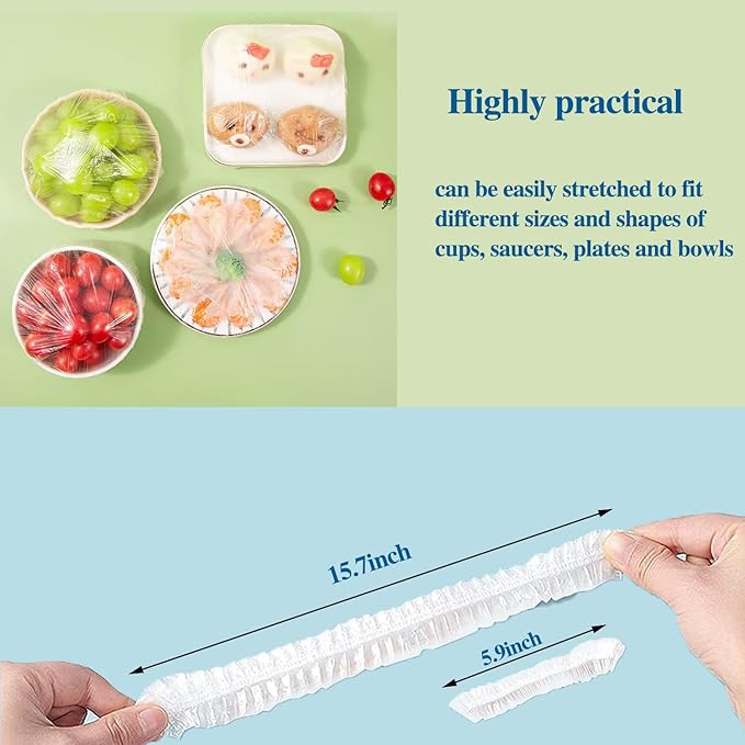 200PCS Reusable Elastic Bowl Covers, Plastic Food Covers with Elastic Edges,Airtight Stretchable Bowl Lids for Refrigerator Storage,Leftovers & Meal Prep,BPA Free,Assorted Sizes - Image 4