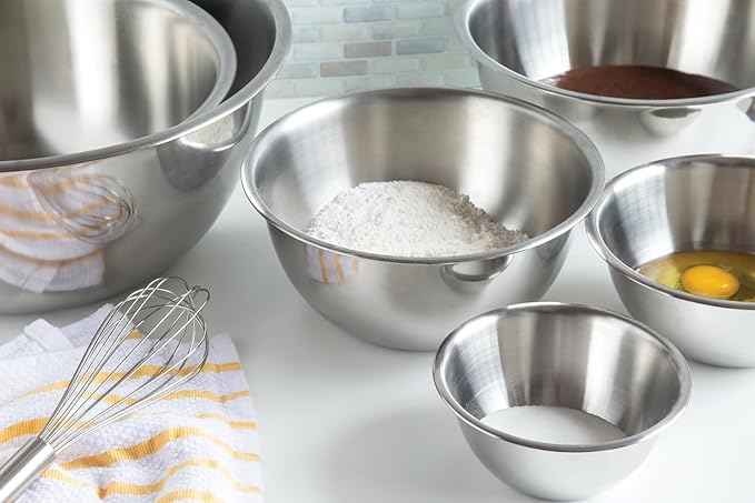 Fox Run 6-Piece Nesting Stainless Steel Polished Mirror Finish Mixing Bowls Set, 0.5, 1.25, 2.75, 4.25, 6.25 and 10.75 Quart - Image 2