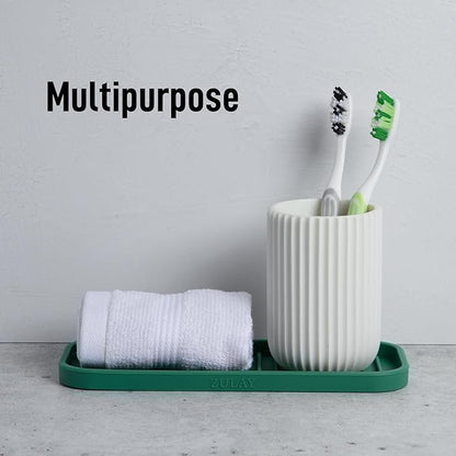 Zulay Kitchen (9x3.5) Silicone Sponge Holder for Kitchen Sink - Flexible Multipurpose Soap Tray - Sink Organizer for Kitchen, Bathroom, Makeup, Trinkets & More (Pine Green) - Image 5