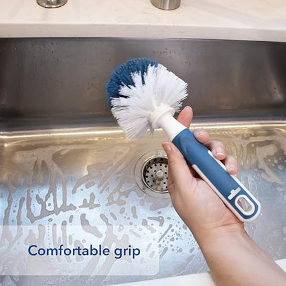 Unger Sink and Dish Scrub Brush, Kitchen Washing Scrubber for Hard-to-Reach Corners, Small Cleaning Supplies, Non-Scratch Bristles, Glassware, Pots, Pans, Tumblers, Drains, and Disposals - Image 2