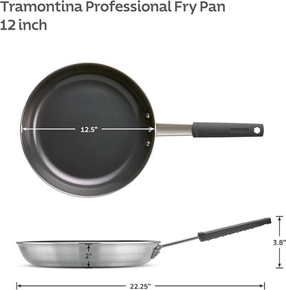 Tramontina Professional 12-Inch Non Stick Large Frying Pan, Heavy-Gauge Aluminum Skillet with Reinforced Nonstick Coating, Gray Handle, Dishwasher and Oven Safe - Image 3