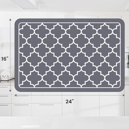 WISELIFE Dish Drying Mat Super Absorbent Drying Mat Large Dish Drying Mats for Kitchen Counter Easy Clean Dish Mat Kitchen Drying Mat16"x 24" Stylish Grey - Image 2