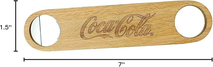 Tablecraft Coca-Cola Wood & Metal Flat Bottle Opener, Metallic (CC394)