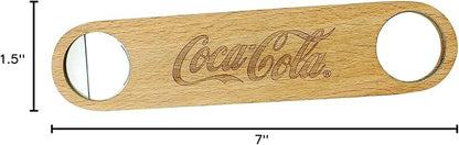 Tablecraft Coca-Cola Wood & Metal Flat Bottle Opener, Metallic (CC394)