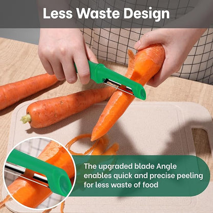 Beneno Swivel Vegetable Peeler, Razor-Sharp Smooth Peeling Potato Peelers with Stainless Steel Blades, Ergonomic Comfort Non-Slip Rubber Handle, Durable Kitchen Peelers with Potato Eye Remover, Green - Image 5