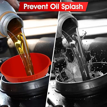 DEDC Oil Funnels Plastic Set for Car Automotive Kitchen Mini Small Large Red (7 PCS Oil Funnels)