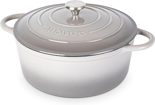 Cast Iron Dutch Oven with Lid – Non-Stick Ovenproof Enamelled Casserole Pot – Sturdy Dutch Oven Cookware – Grey, 7.3-Quart, 30cm – by Nuovva by Nuovva