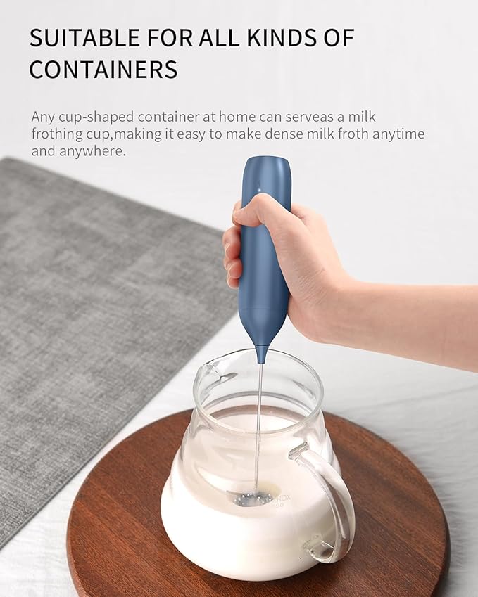 CIRCLE JOY Rechargeable Milk Frother Handheld with Stand, Coffee Frother Wand Drink Mixer with Dual Spring Whisk for Coffee, Cappuccino, Lattes, Frappe, Matcha and Hot Chocolate, Blue - Image 5