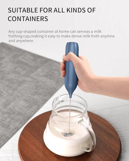 CIRCLE JOY Rechargeable Milk Frother Handheld with Stand, Coffee Frother Wand Drink Mixer with Dual Spring Whisk for Coffee, Cappuccino, Lattes, Frappe, Matcha and Hot Chocolate, Blue - Image 5
