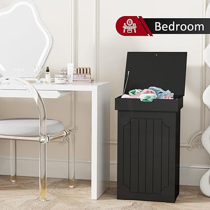 Function Home Trash Can Cabinet, 13 Gallon Kitchen Garbage Can, Wood Recycling Trash Bin, Freestanding Dog Proof Trash Can, Farmhouse Trash Cabinet with Lid for Home Kitchen Bathroom, Black - Image 8