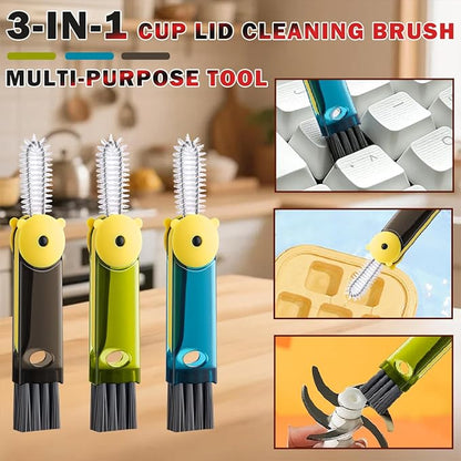 3 in 1 Cup Lid Cleaning Brush, Multifunctional Crevice Cleaning Brush for Water Bottle Insulated Cup Pacifier Tumbler Lid Groove Narrow Space Detail Cleaner Home Kitchen Gadgets(3 PCS)