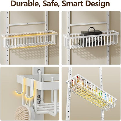 POKIPO 9 Tier Over The Door Pantry Organizer, 2 in 1 Wall Mount or Hanging Spice Rack with Adjustable Deep Basket, Heavy-Duty Seasoning Organizer and Storage for Kitchen Cabinet Closet Bathroom - Image 4
