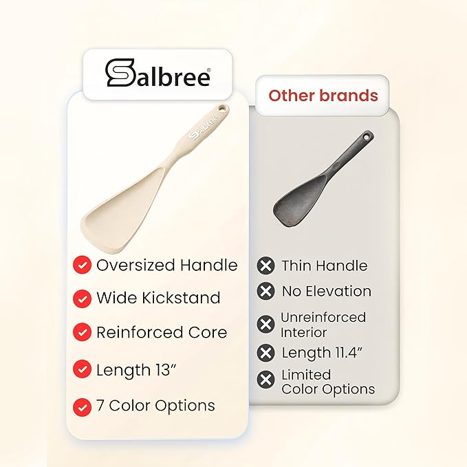 Silicone Spoon Spatula for Cooking - Multifunction Scoop Spatula Spoonula - Heat Resistant Cooking Spoon for Nonstick Cookware - Large Silicone Kitchen Spoon - Seamless Design (Khaki,1pc) - Image 3