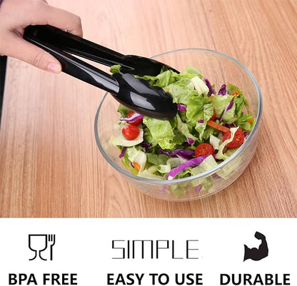 24 Pieces Disposable Serving Tongs, 9" Heavy-Duty Plastic Utensils, BPA-Free, Scalloped Grip Salad Tongs, Perfect for Buffets, BBQ, Parties & Catering, Black - Image 7