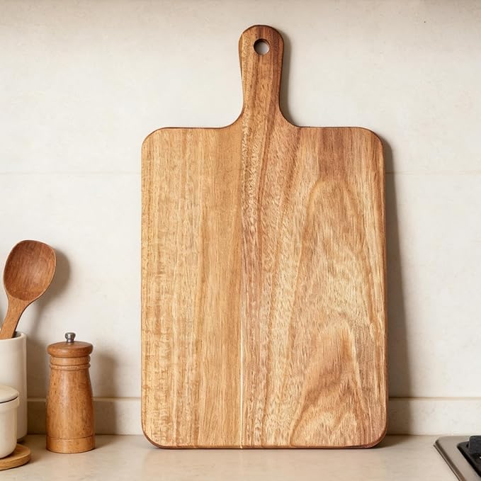 ZeQi Acacia Wood Cutting Board with Handle 16''x9'' / Charcuterie Board/Serving Board/Cheese, Bread, Vegetables & Fruits Serving Board (Rectangular-16x9) - Image 2