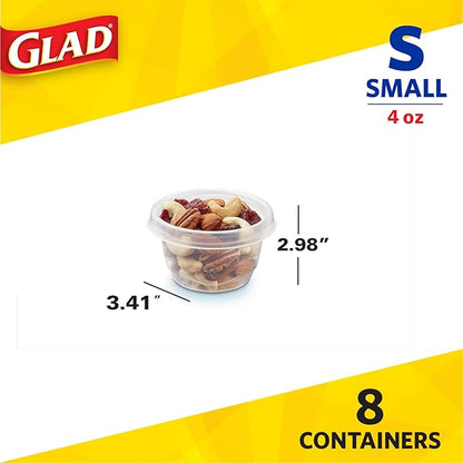 Glad GladWare Mini Round Food Storage Containers with Lids, Small BPA Free Reusable Plastic Snack Containers with Lock Tight Seal for Lunch, Portion Control, and On the Go, 4 Oz, 8 Count - Image 4