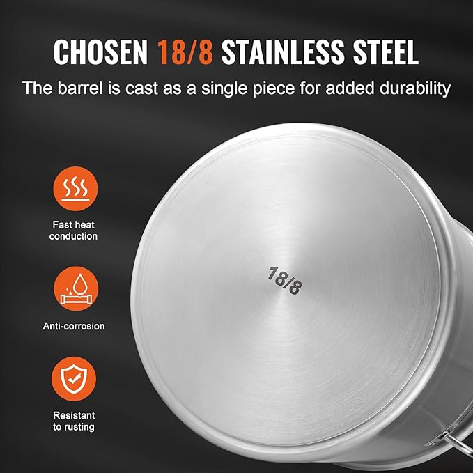 VEVOR 18/8 Stainless Steel Stockpot, 42QT Large Cooking Pots, Multipurpose Cookware Sauce Pot with Composite Base, Heavy Duty Commercial Grade Stock Pot, Sanding Treatment, for Large Groups Events - Image 3