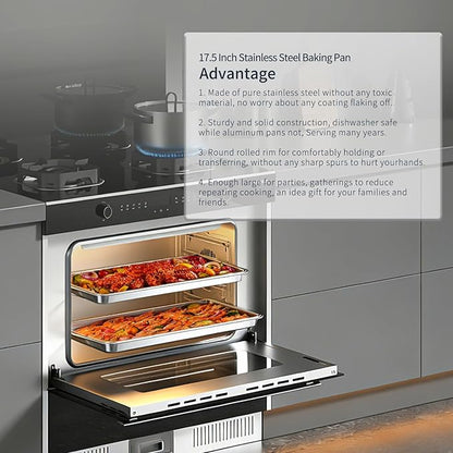 Stainless Steel Baking Sheet Set of 2-16" x 12" x 1" Heavy Duty Cookie Sheets for Baking, Rust & Warp Resistant Oven Tray, Non Toxic & Dishwasher Safe Baking Pans for Cooking, Roasting, Broiling - Image 5