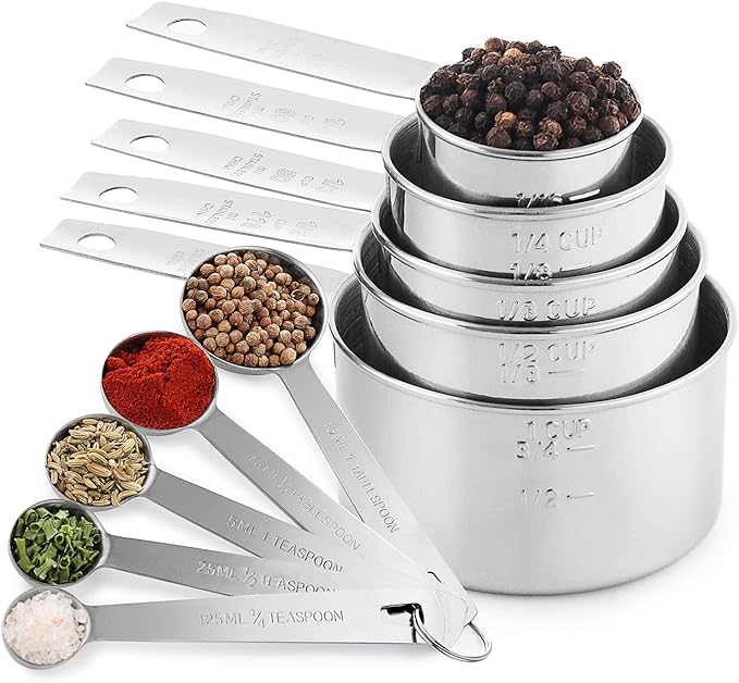 Stainless Steel Measuring Cups And Measuring Spoons 10-Piece Set, 5 Cups And 5 Spoons - Image 3