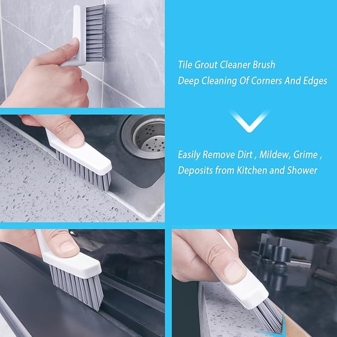 Lumkew Grout Cleaner Brush V Shape, Stiff Grout Cleaning Brushes for Tile Floor, Handheld Grout Scrub Brush Set for Shower, Bathroom, Kitchen, Household Use,2 pcs - Image 2