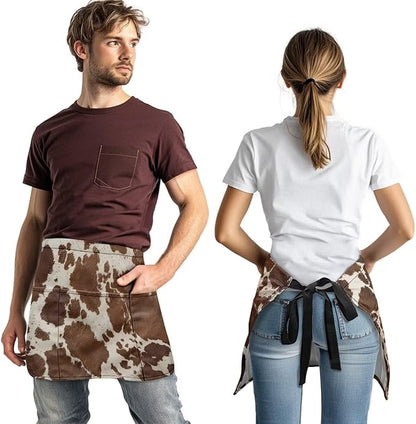 Server Apron with 3 Pockets, Waterproof Oil Waitress Waiter Half Apron for Restaurant Hotel Kitchen Cafe