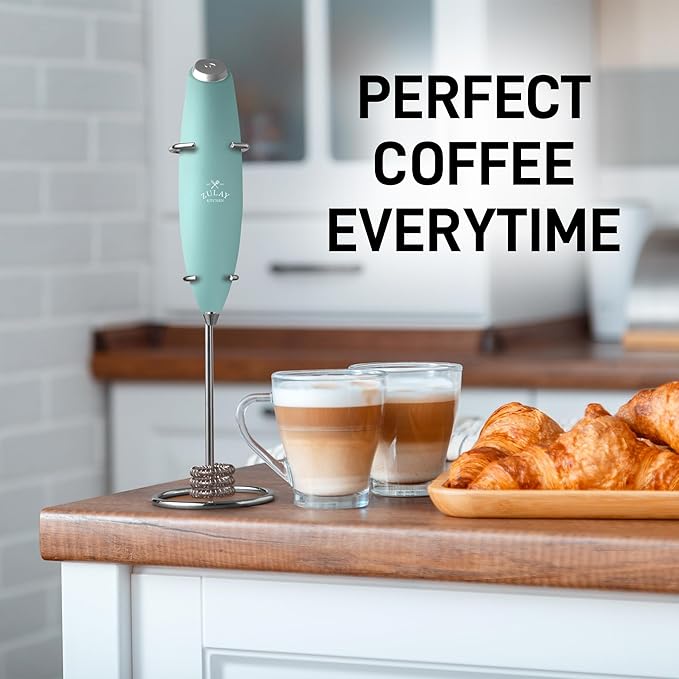 Zulay Kitchen Patented Tornado Triple Whisk Milk Frother with 4 Duracell Batteries – Handheld Foam Maker for Coffee, Lattes, Matcha & Hot Chocolate – Rich, Creamy Froth in Seconds - Mint - Image 8