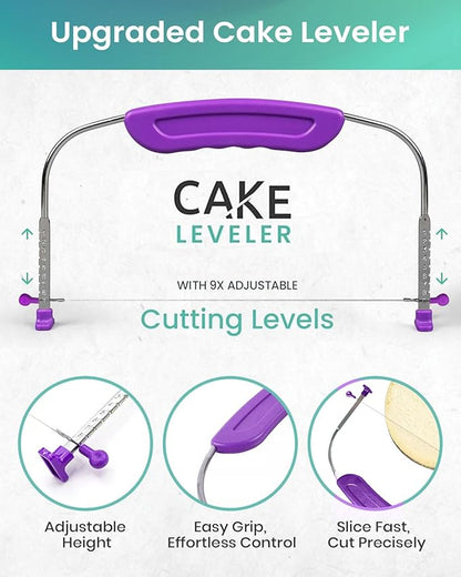 RFAQK 90PCs Cake Decorating Kit with Leveler, Baking Supplies Gift Includes Cake Stand Turntable, 24 Numbered Icing Tips, 55+1 Piping Bags, 2 Frosting Spatulas, 3 Scrappers, Video Course & Booklet - Image 5
