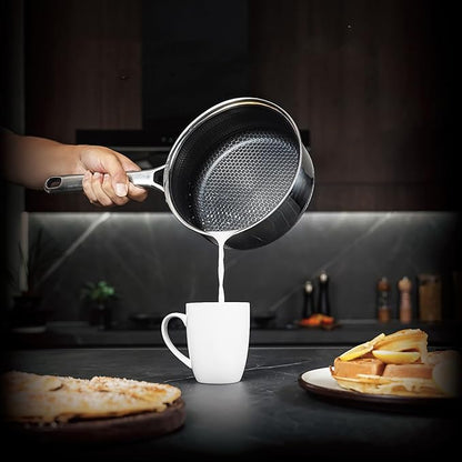 Hybrid Nonstick 5 QT Stockpot with Lid Two Handles, Stainless Steel Stockpot with Honeycomb Texture,Compatible with All Cooktops,Dishwasher and Oven Safe
