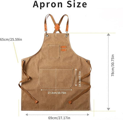 Tosewever Canvas Cross Back Chef Cotton Aprons for Men Women with Large Pockets - Image 7