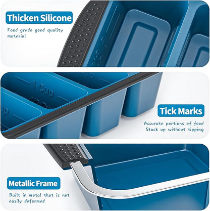 GORCI Silicone Freezer Tray With Lid, 8 Large 1 Cup Soup Freezer Molds, Soup Freezer Container for Meal Prepping, Large Ice Cube Tray， Perfect for Storing Leftovers, Sauces, Lasagna, 2-Pack - Image 7