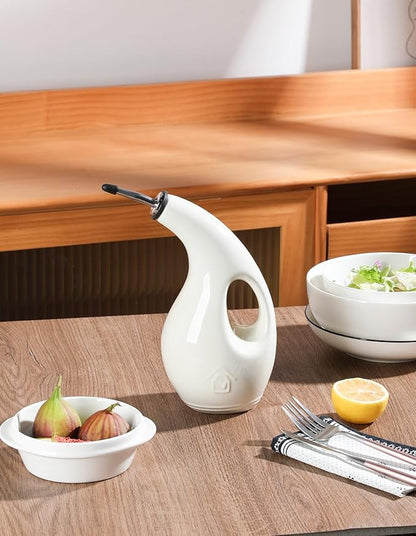 Sweejar Ceramic Olive Oil Dispenser Bottle, 24 Oz Opaque Cruet Protects EVOO Oil to Reduce Oxidation, Suitable for Storage Vinegar, Coffee Syrups, Liquids (Beige) - Image 5