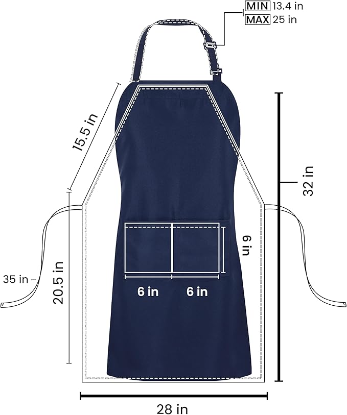 Utopia Kitchen 10 Pack Bib Apron Adjustable with 2 Pockets, Water and Oil Resistant, Cooking Kitchen Chef Apron for Women Men - Image 2