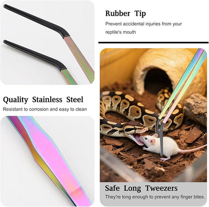OLIISS Reptile Feeding Tongs with Rubber Tip - 15" Extra Long Tweezers for Aquariums & Crafts - Stainless Steel Feeder Tools for Bearded Dragons & Lizards - Terrarium Tank Supplies - 2 Pack - Image 3