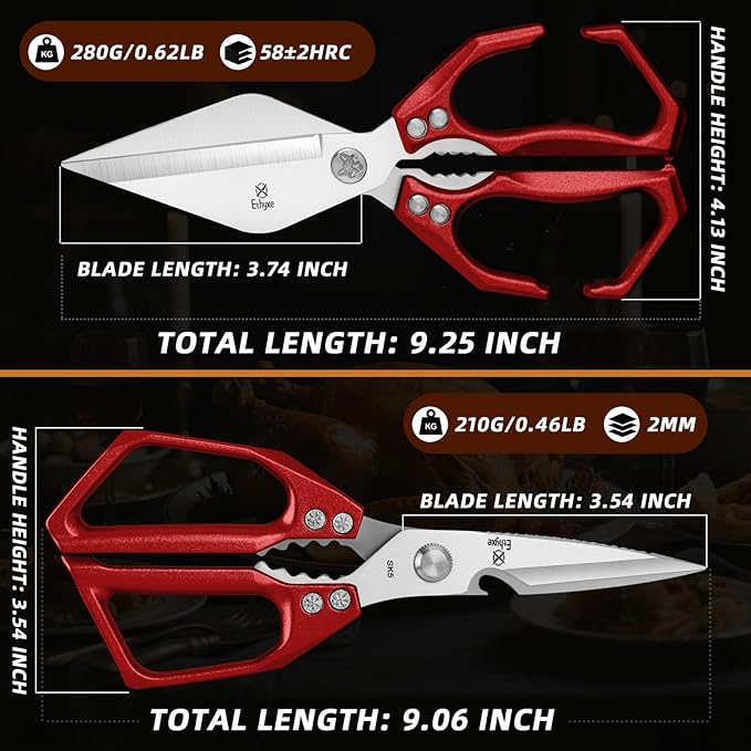 Kitchen Scissors Set Upgraded - Heavy Duty Stainless Steel Kitchen Shears, Sharp Poultry Scissors for Meat, Chicken Bones, and Turkey, Dishwasher Safe - Image 2