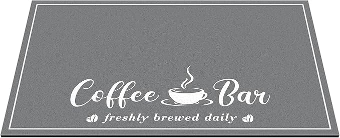 CooRug Absorbent Coffee Mat, Fashion Dish Drying Mat for Kitchen Counter Coffee Bar Accessories Espresso Machine Dish Rack 12" x 20" Dark Grey - Image 9