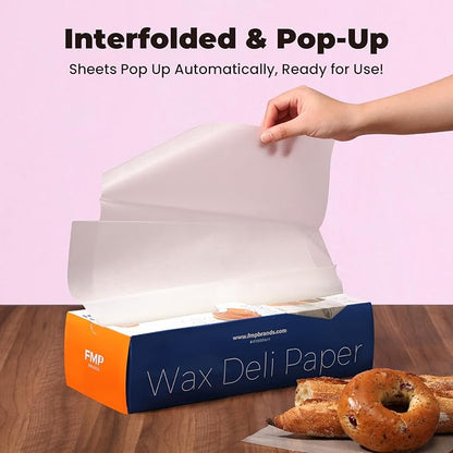 Fit Meal Prep [1000 Pack] 15 x 10.75" Wax Paper Sheets for Food, Interfolded Precut Deli Paper, Pop Up Grease-Proof Sandwich Paper Wraps, Waterproof for Lunch, Food Basket, Microwave Cover, BBQ