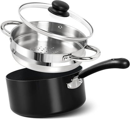 MICHELANGELO Nonstick Saucepan with Lid, Ceramic Sauce Pan Sets, Easy to Clean Sauce Pans, Multi-Purpose Cooking Pots, 3QT, Silver by Michelangelo