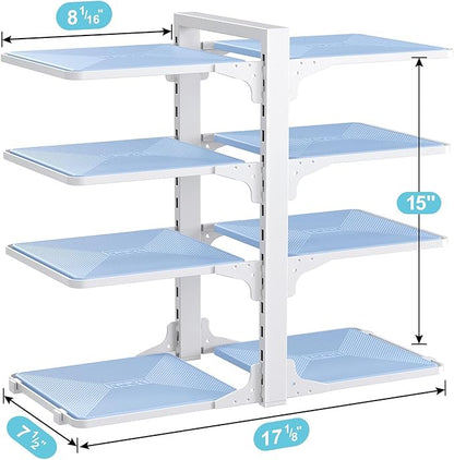 LAMU Pots and Pans Organizer under Cabinet, 8 Tier Heavy Duty Pan Organizers inside Cabinet, Adjustable Pot Rack for Small Kitchen Storage, 15" Height Holds Cast Iron Pans and Skillets White - Image 5