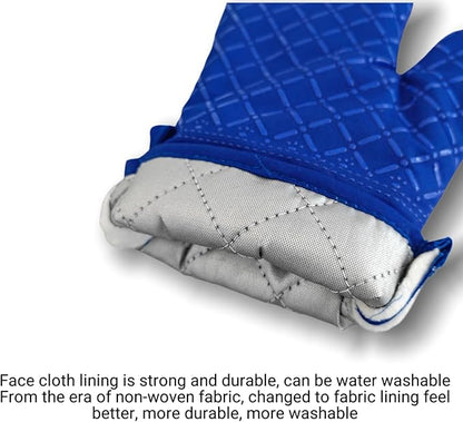 Oven Mitts and Pan Racks 4-Piece Set, Extended Kitchen Oven Mitts and Pan Racks, Heat Resistant 500 °F, Silicone Non-Slip Surface for Baking and Cooking (Blue) - Image 3