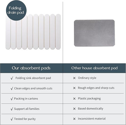 Large White Stone Dish Drying Mats for Kitchen Counter, Quick Dry Collapsible Eco-Friendly Super Absorbent Diatomaceous Earth Heat-resistant Mat for Dishes Bottles Cups, Match Any Countertop 24"×16"