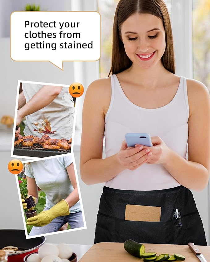 Xeoxarel Aprons with 4 Pockets (Available in 3 Pack / 7 Pack) 23.5'' X 11.5'' - Image 2