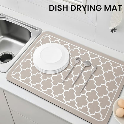 WISELIFE Dish Drying Mat Super Absorbent Drying Mat Large Dish Drying Mats for Kitchen Counter Easy Clean Dish Mat Kitchen Drying Mat18"x 28" Stylish Khaki - Image 7